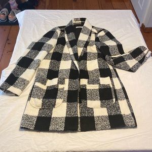 Women’s checkered wool polyester mixed blazer